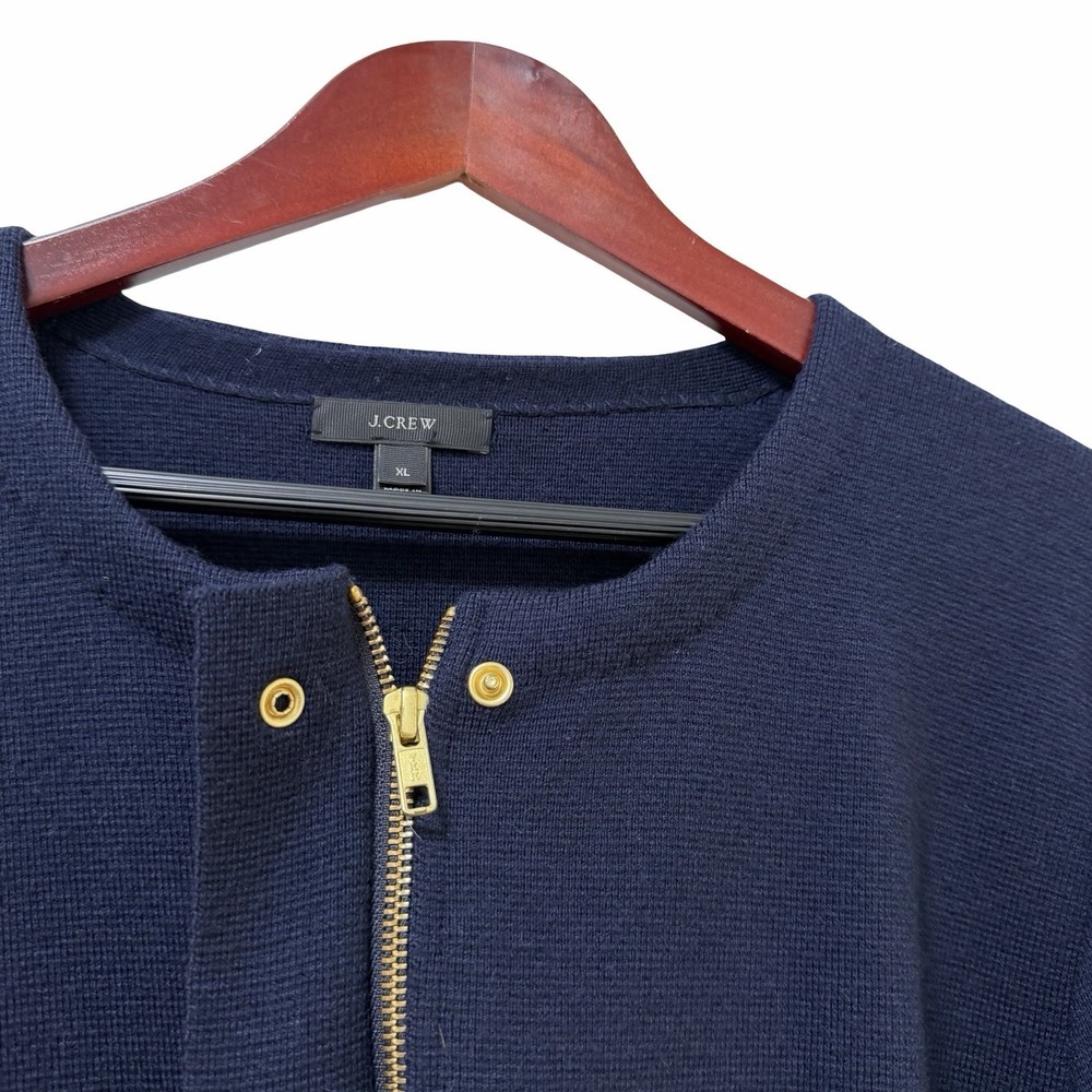 J Crew Womens‎ Merino Wool Full Zip Boxy Sweater Size XL Navy Blue Office Career - Picture 4 of 8